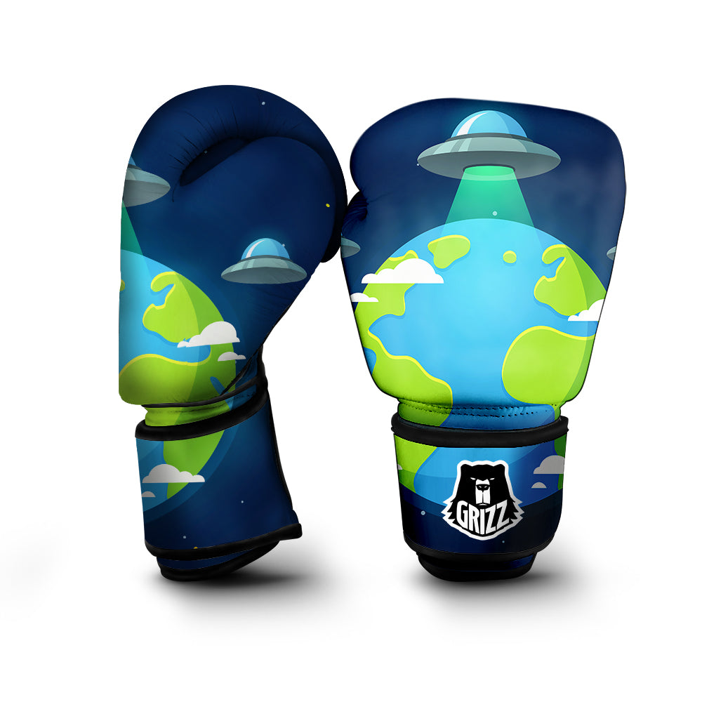 Alien Invasion And Earth Print Boxing Gloves-grizzshop