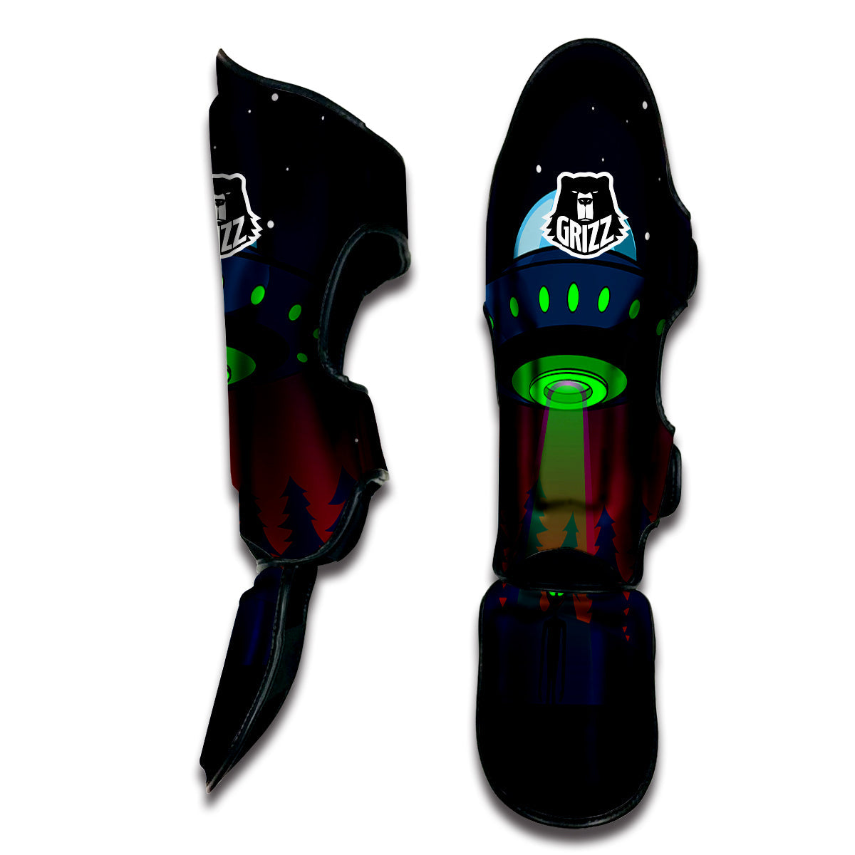 Alien Invasion On Earth Print Muay Thai Shin Guards-grizzshop