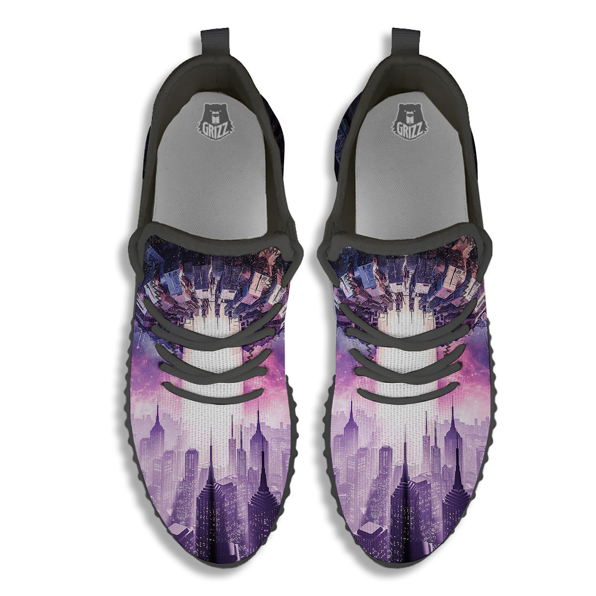 Alien Invasion Print Black Walking Shoes-grizzshop