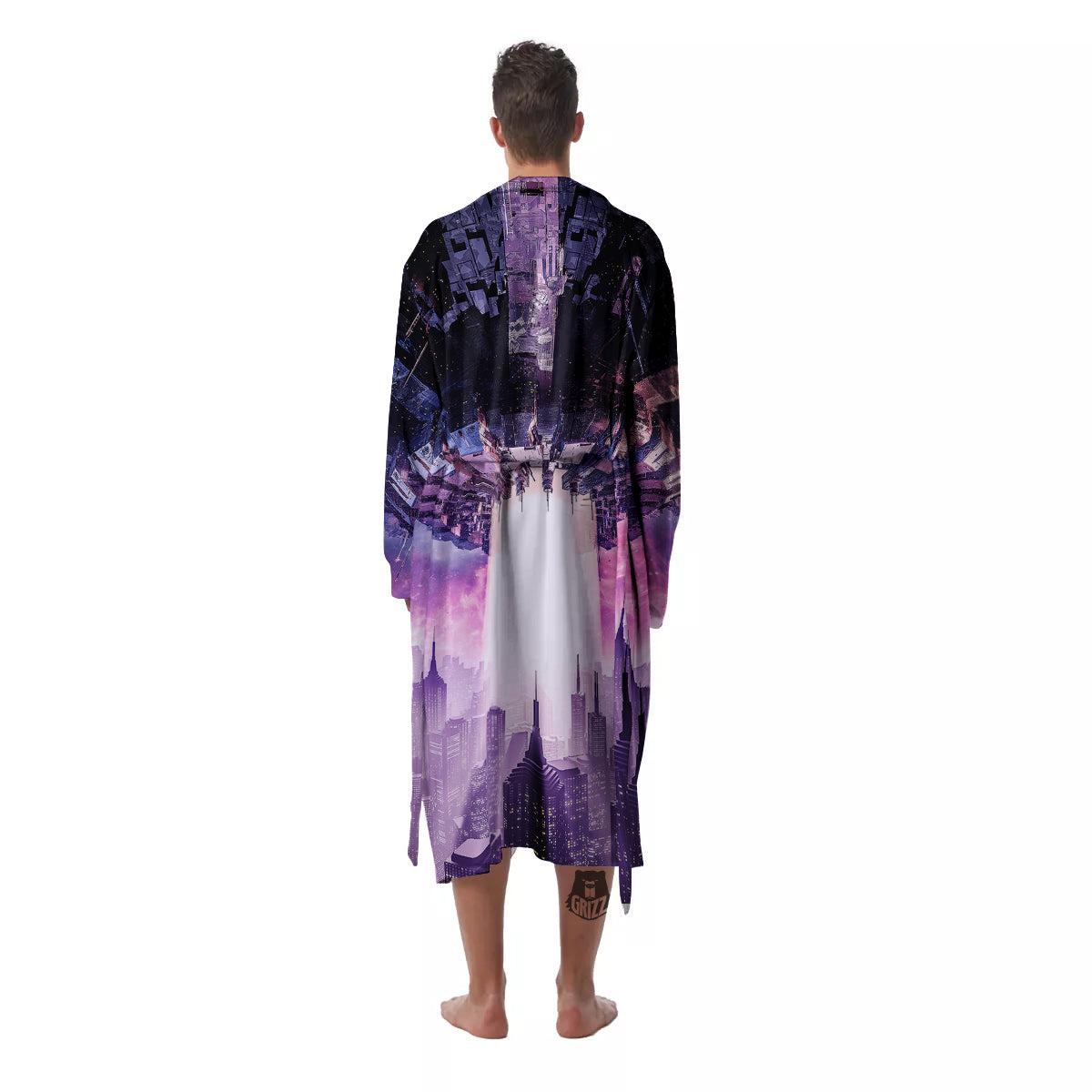 Alien Invasion Print Men's Robe-grizzshop