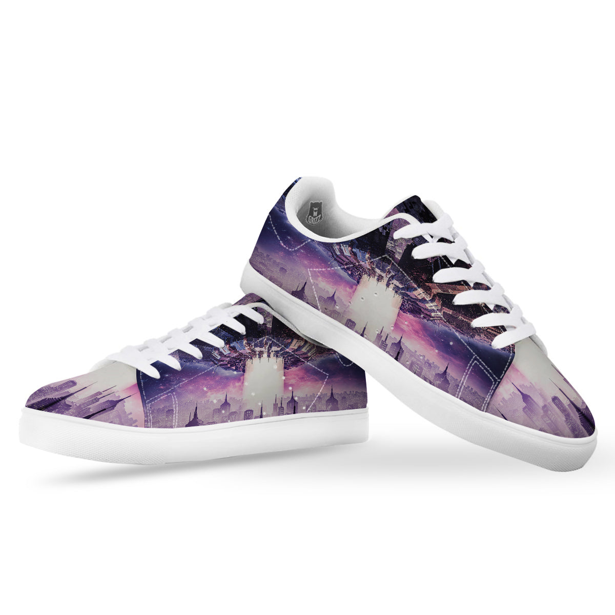 Alien Invasion Print White Low Top Sneakers-grizzshop