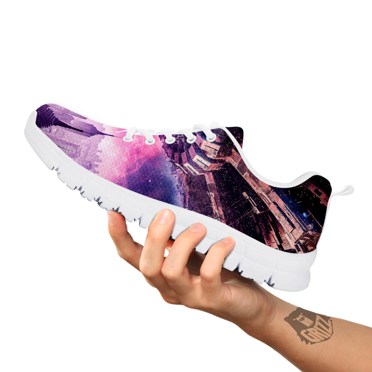 Alien Invasion Print White Sneaker-grizzshop