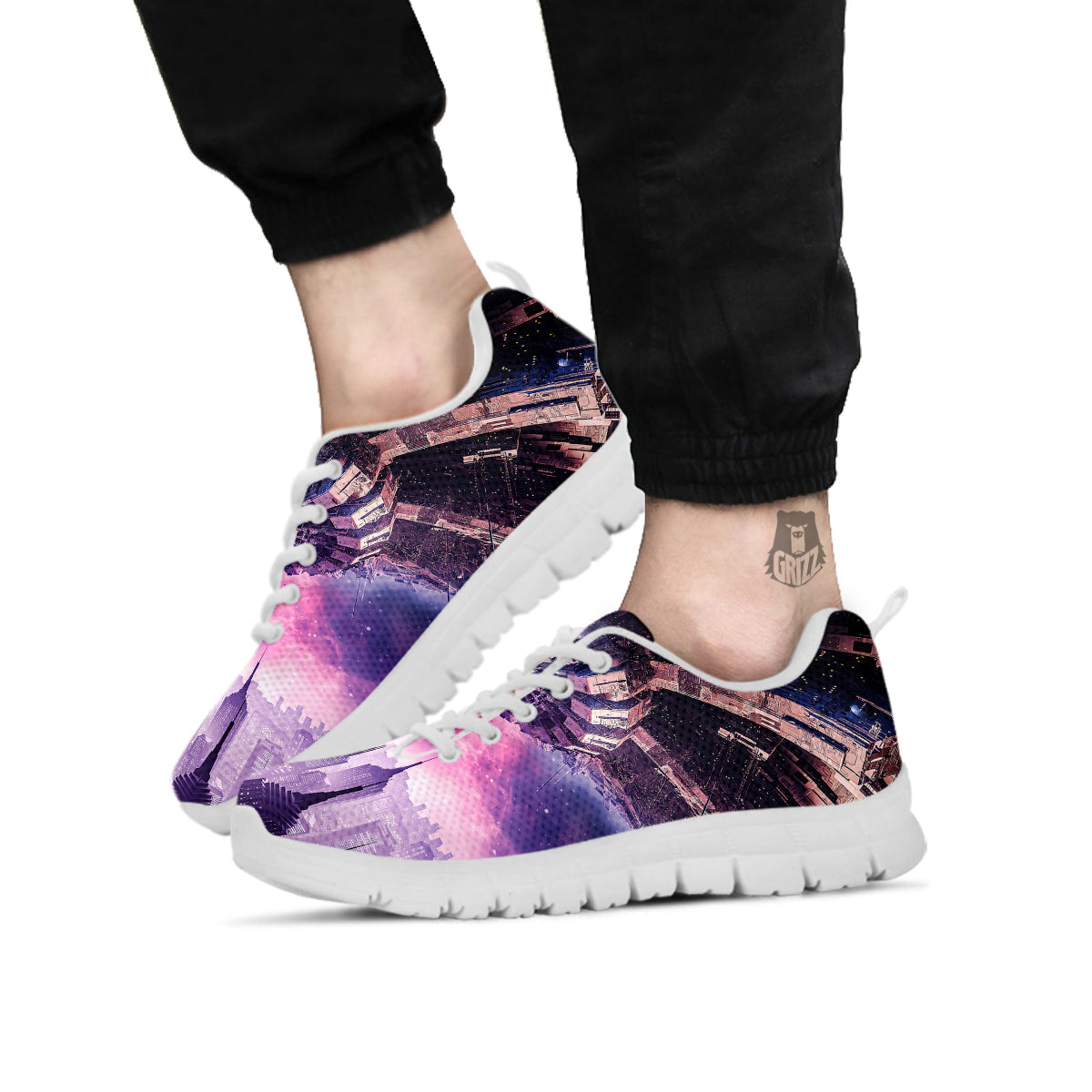 Alien Invasion Print White Sneaker-grizzshop