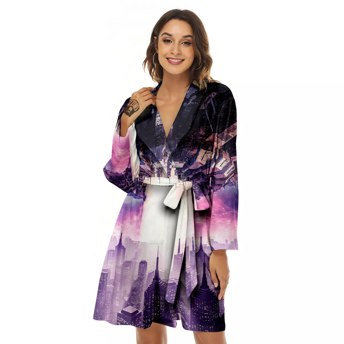 Alien Invasion Print Women's Robe-grizzshop
