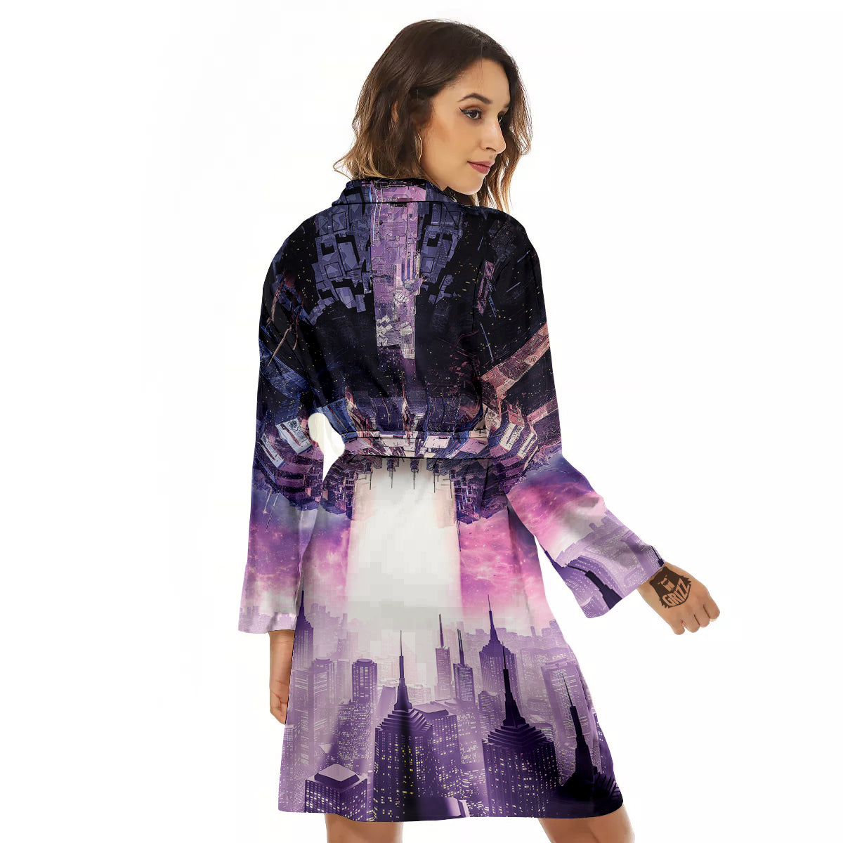 Alien Invasion Print Women's Robe-grizzshop