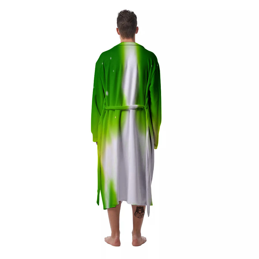 Alien Light Green Print Men's Robe-grizzshop