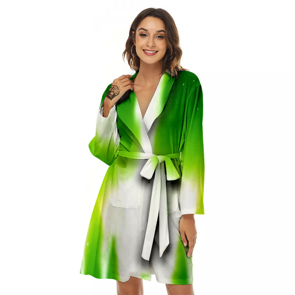 Alien Light Green Print Women's Robe-grizzshop