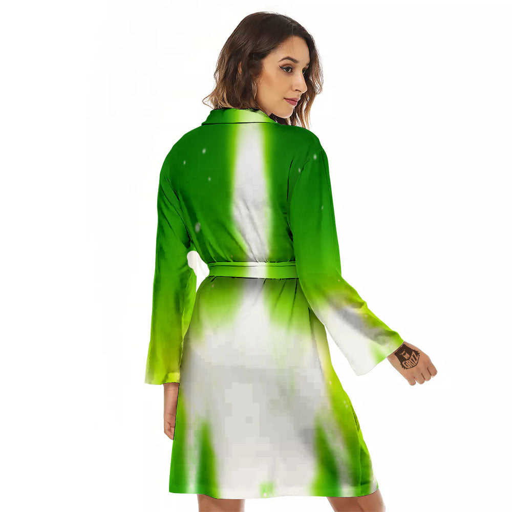 Alien Light Green Print Women's Robe-grizzshop
