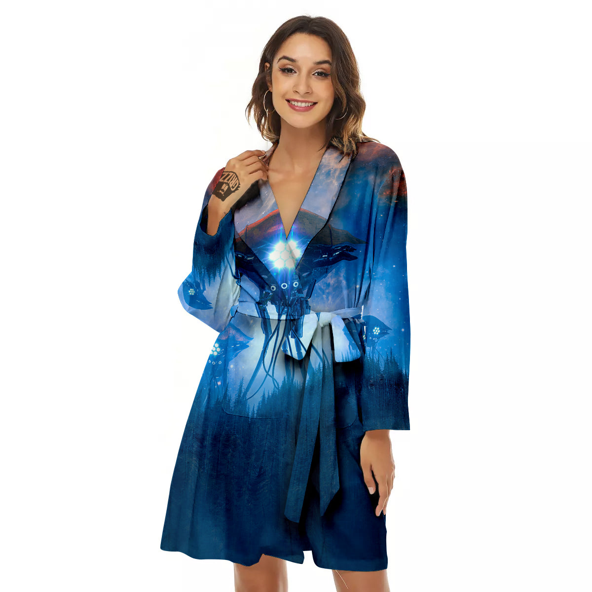 Alien Machines Print Women's Robe-grizzshop