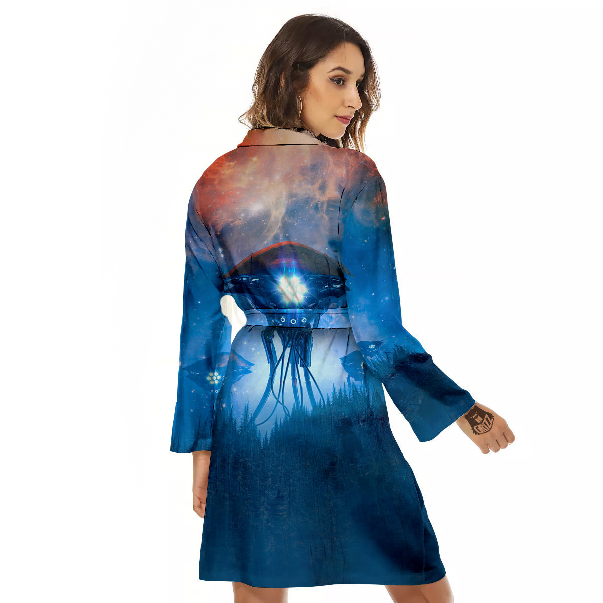 Alien Machines Print Women's Robe-grizzshop