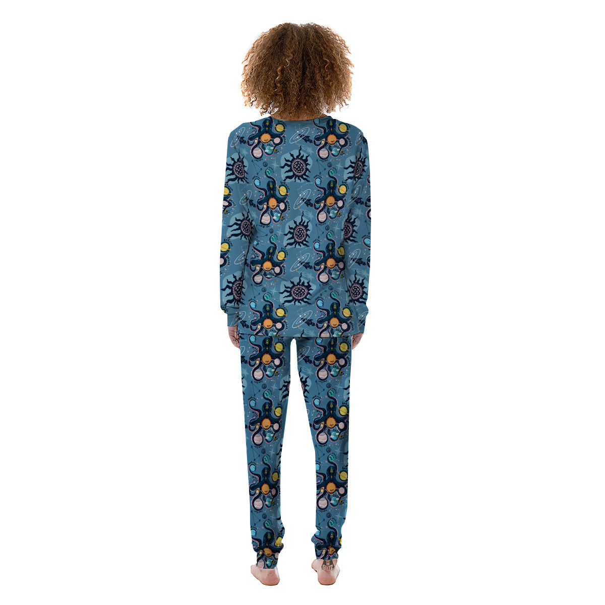 Alien On Planets Print Pattern Women's Pajamas-grizzshop
