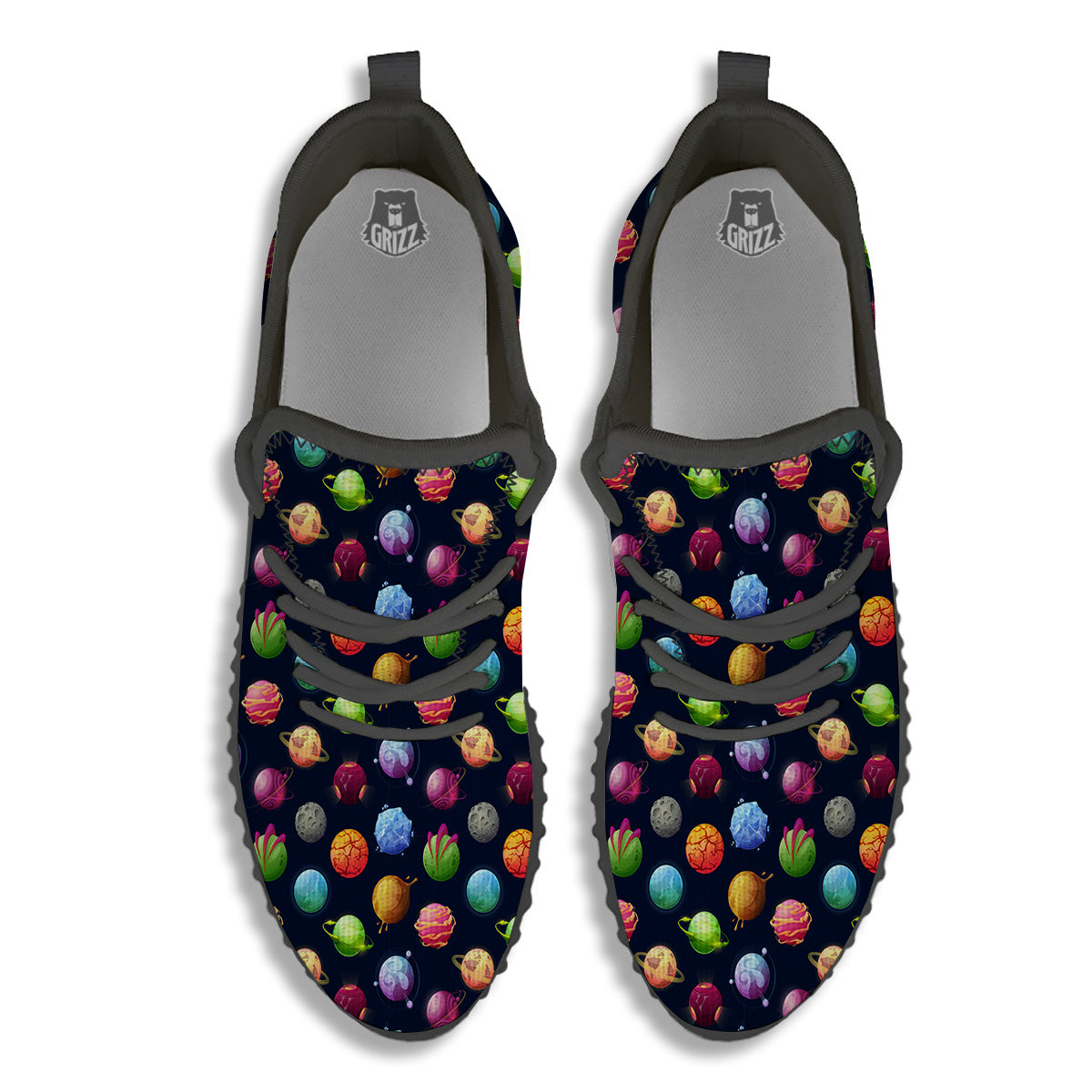Alien Planets And Stars Print Pattern Black Walking Shoes-grizzshop