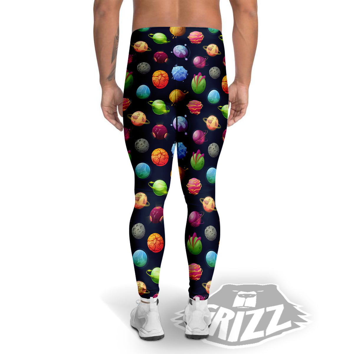 Alien Planets And Stars Print Pattern Men's Leggings-grizzshop