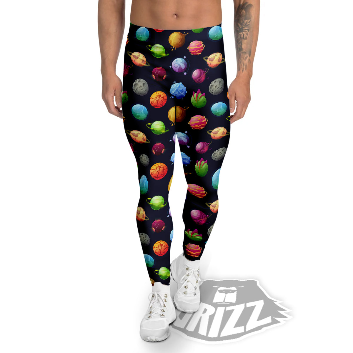 Alien Planets And Stars Print Pattern Men's Leggings-grizzshop