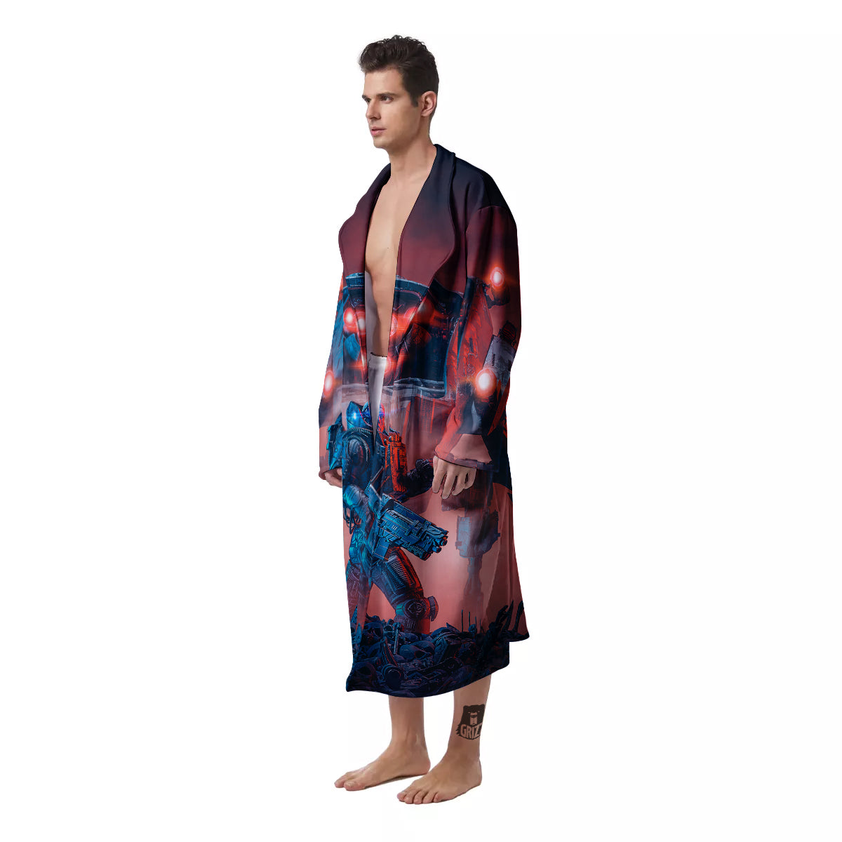 Alien Robot In the battlefield Men's Robe-grizzshop