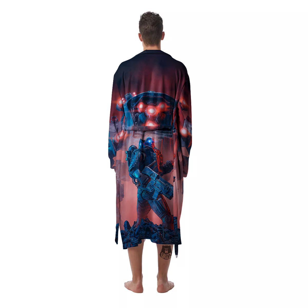 Alien Robot In the battlefield Men's Robe-grizzshop