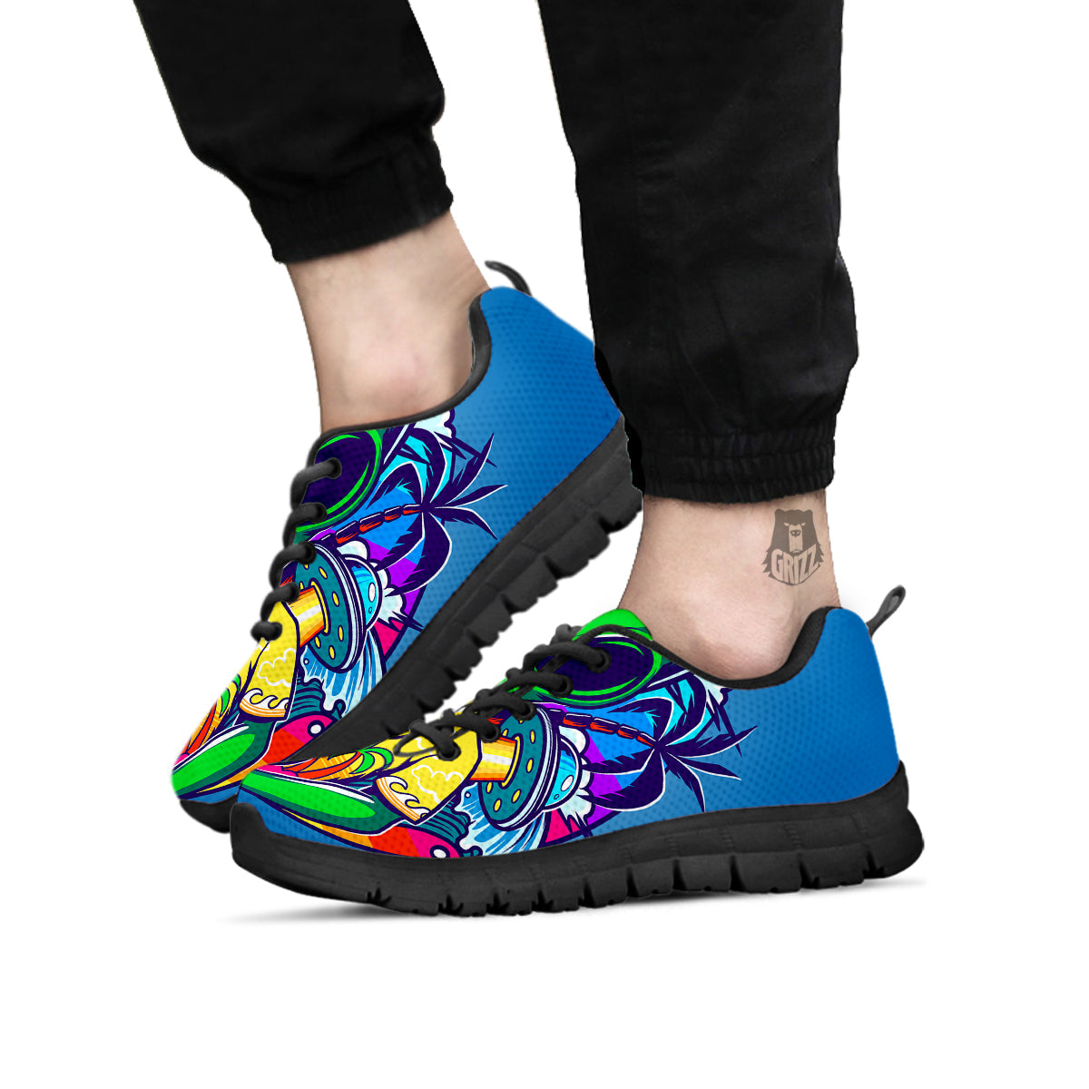 Alien Summer Beach Print Black Sneaker-grizzshop