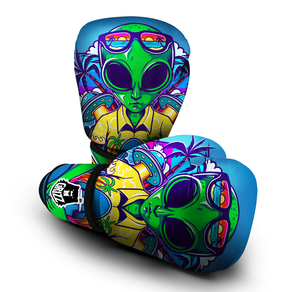 Alien Summer Beach Print Boxing Gloves-grizzshop