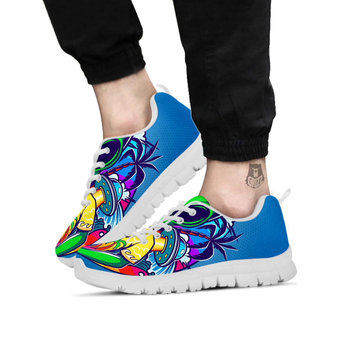 Alien Summer Beach Print White Sneaker-grizzshop
