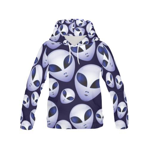 Alien Ufo Pattern Print Women Pullover Hoodie-grizzshop