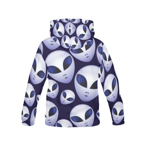 Alien Ufo Pattern Print Women Pullover Hoodie-grizzshop