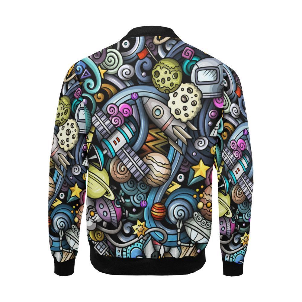 Alien Ufo Psychedelic Pattern Print Men's Bomber Jacket-grizzshop