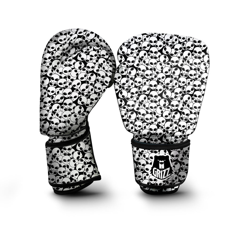 Alien White And Black Print Boxing Gloves-grizzshop