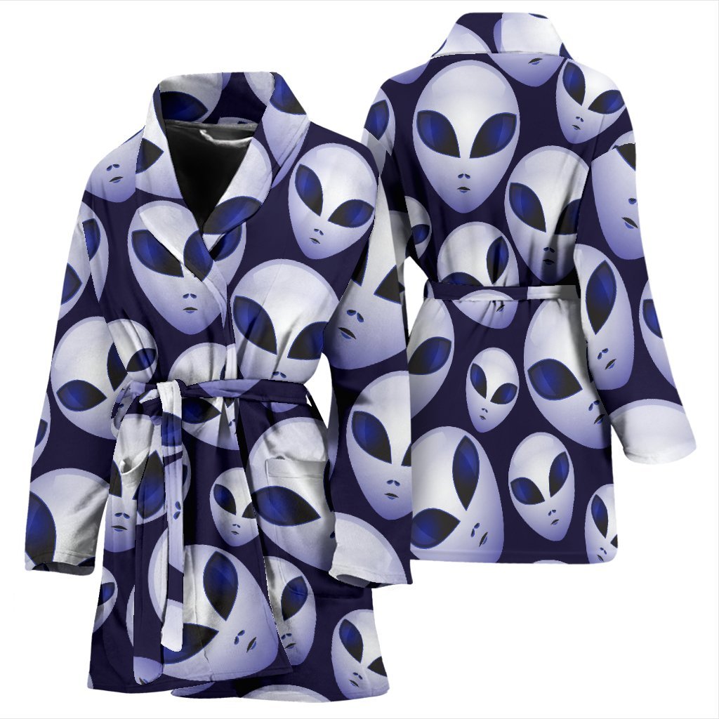 Alien Ufo Pattern Print Women Long Robe-grizzshop