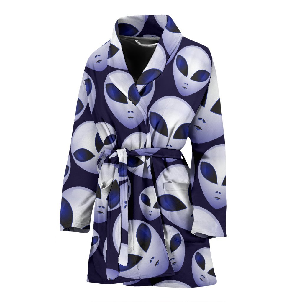 Alien Ufo Pattern Print Women Long Robe-grizzshop