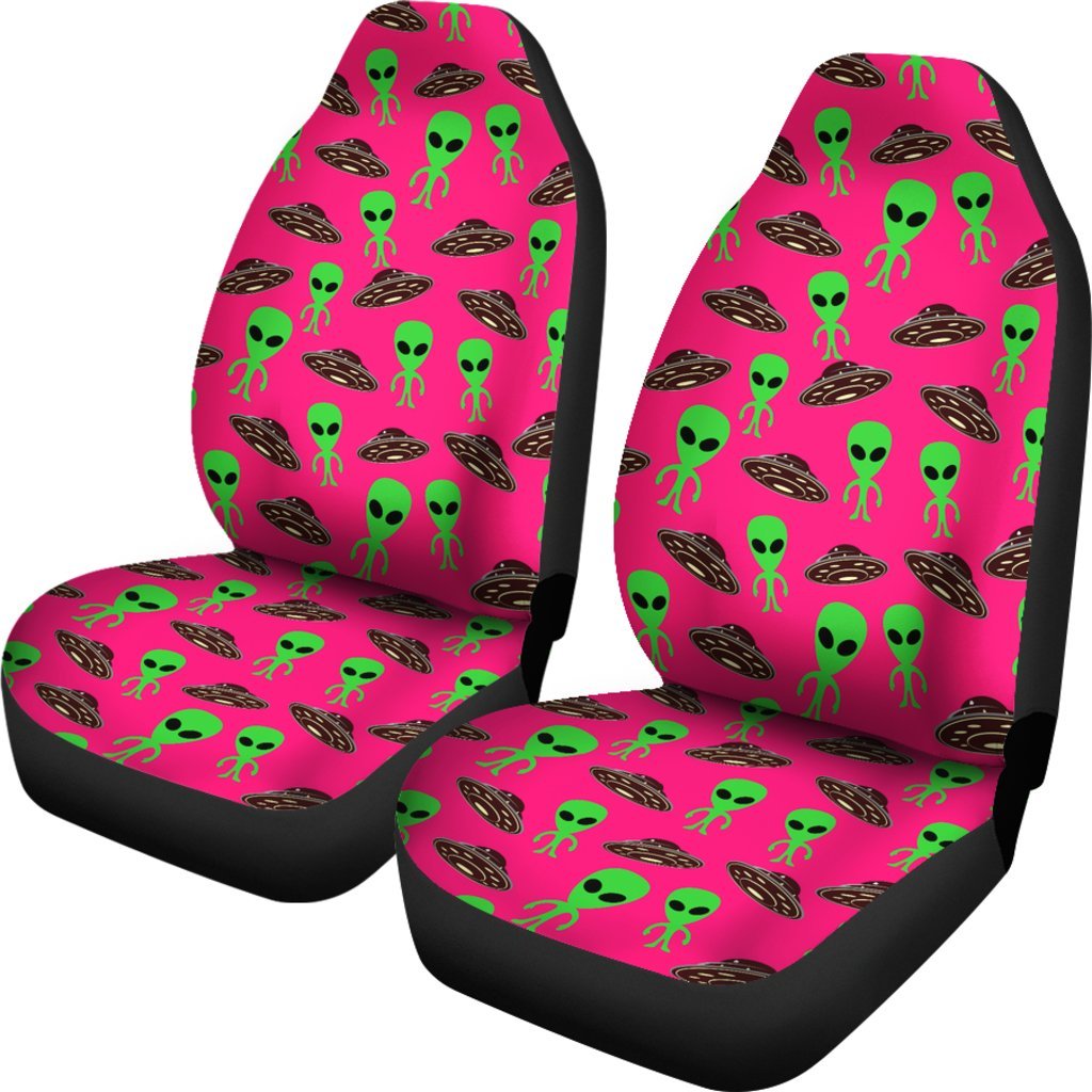 Alien Ufo Pink Pattern Print Universal Fit Car Seat Cover-grizzshop