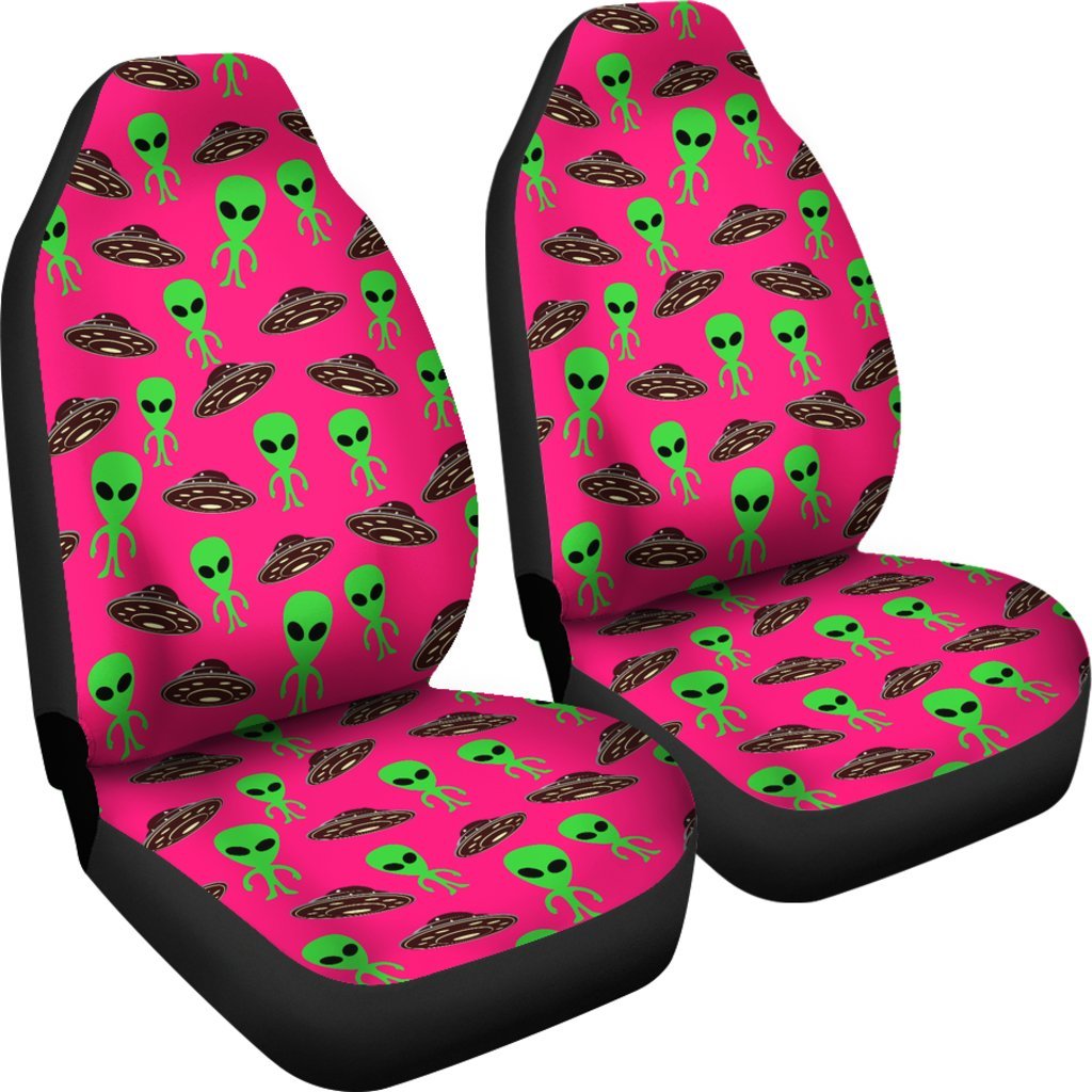 Alien Ufo Pink Pattern Print Universal Fit Car Seat Cover-grizzshop