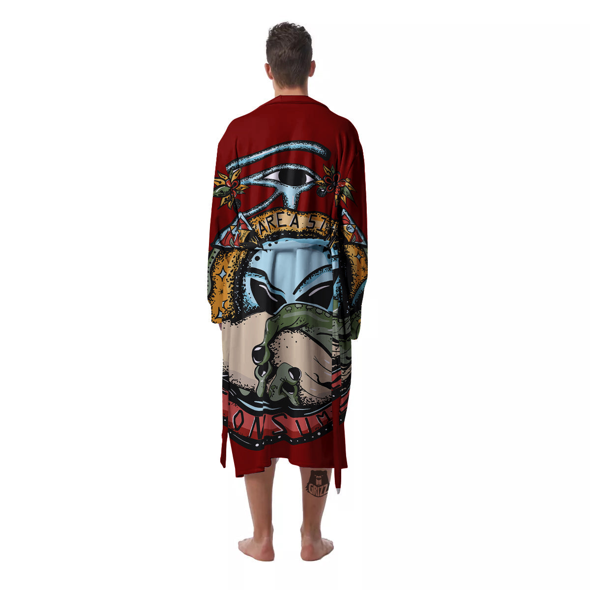 Aliens Area 51 Print Men's Robe-grizzshop