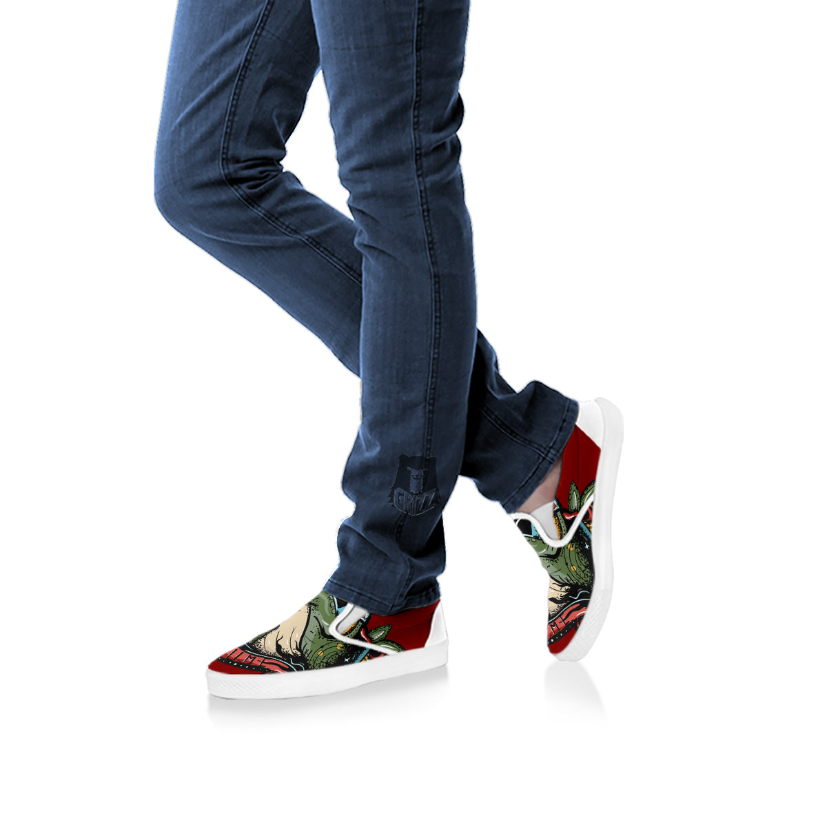 Aliens Area 51 Print White Slip On Shoes-grizzshop