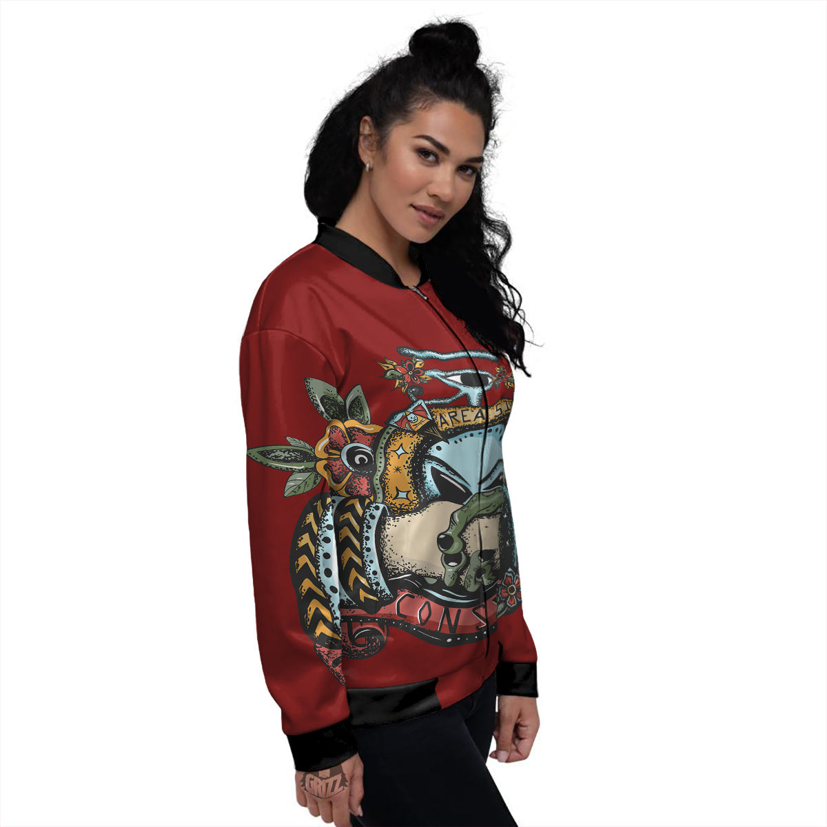 Aliens Area 51 Print Women's Bomber Jacket-grizzshop