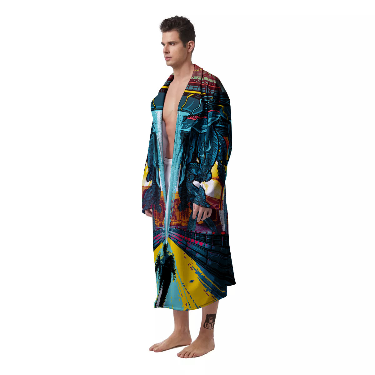 Aliens Invade earth Print Men's Robe-grizzshop