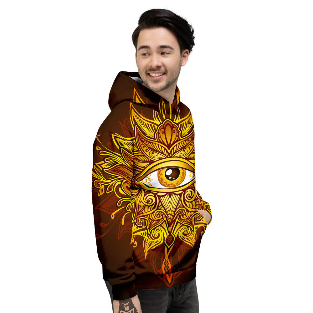 All Seeing Eye Gold Print Men's Hoodie-grizzshop