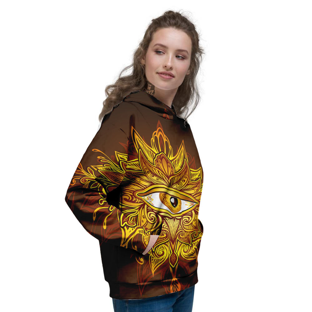 All Seeing Eye Gold Print Women's Hoodie-grizzshop