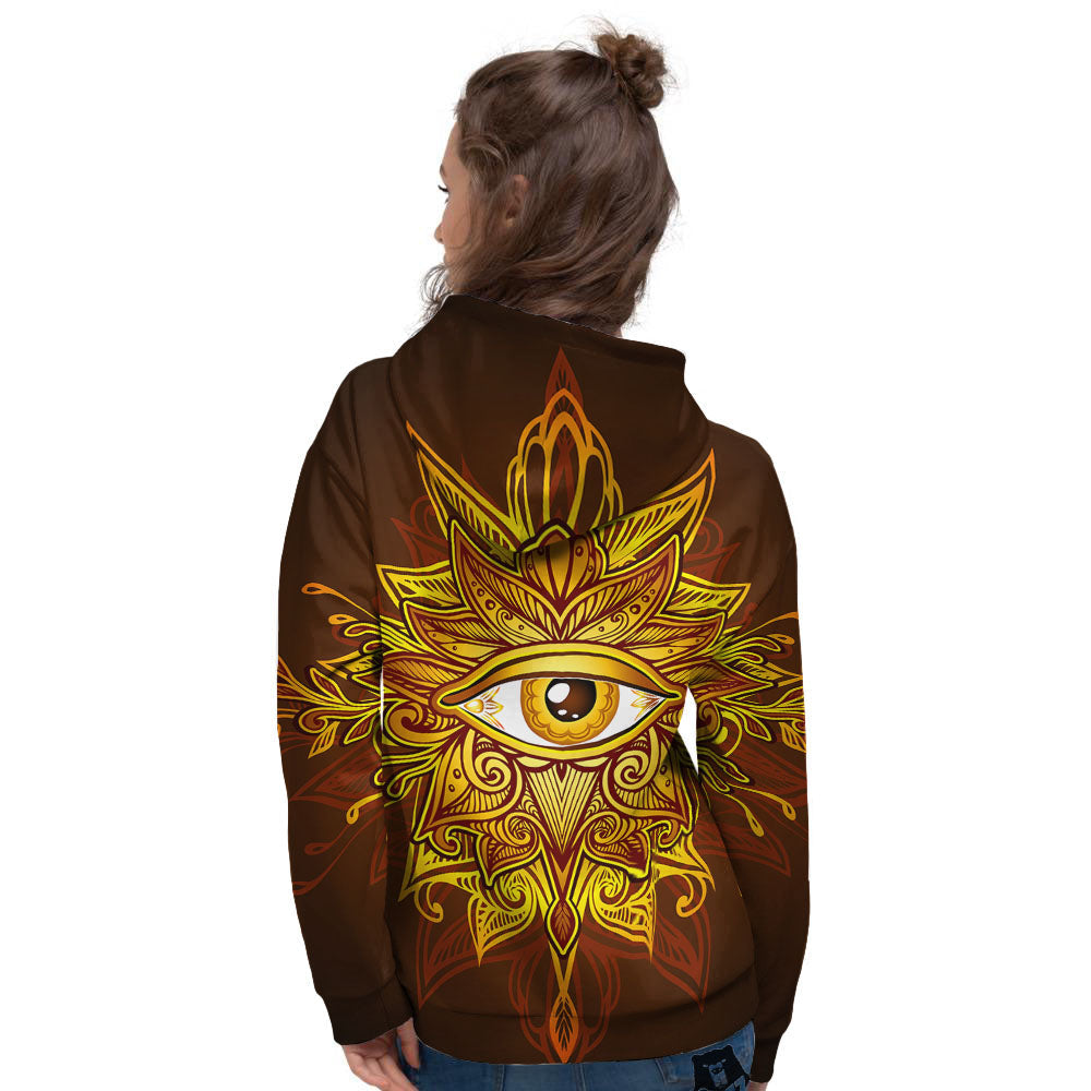 All Seeing Eye Gold Print Women's Hoodie-grizzshop