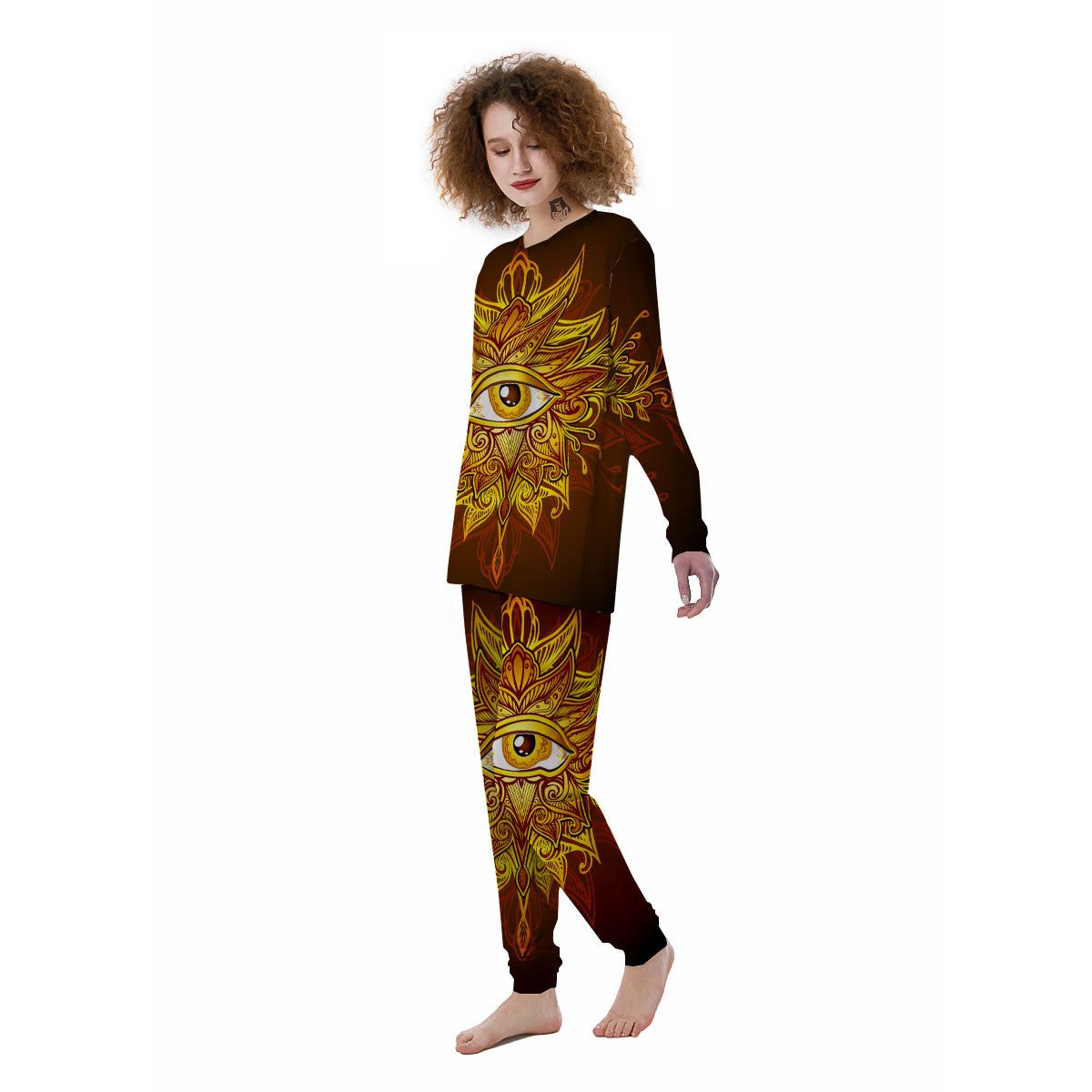 All Seeing Eye Gold Print Women's Pajamas-grizzshop