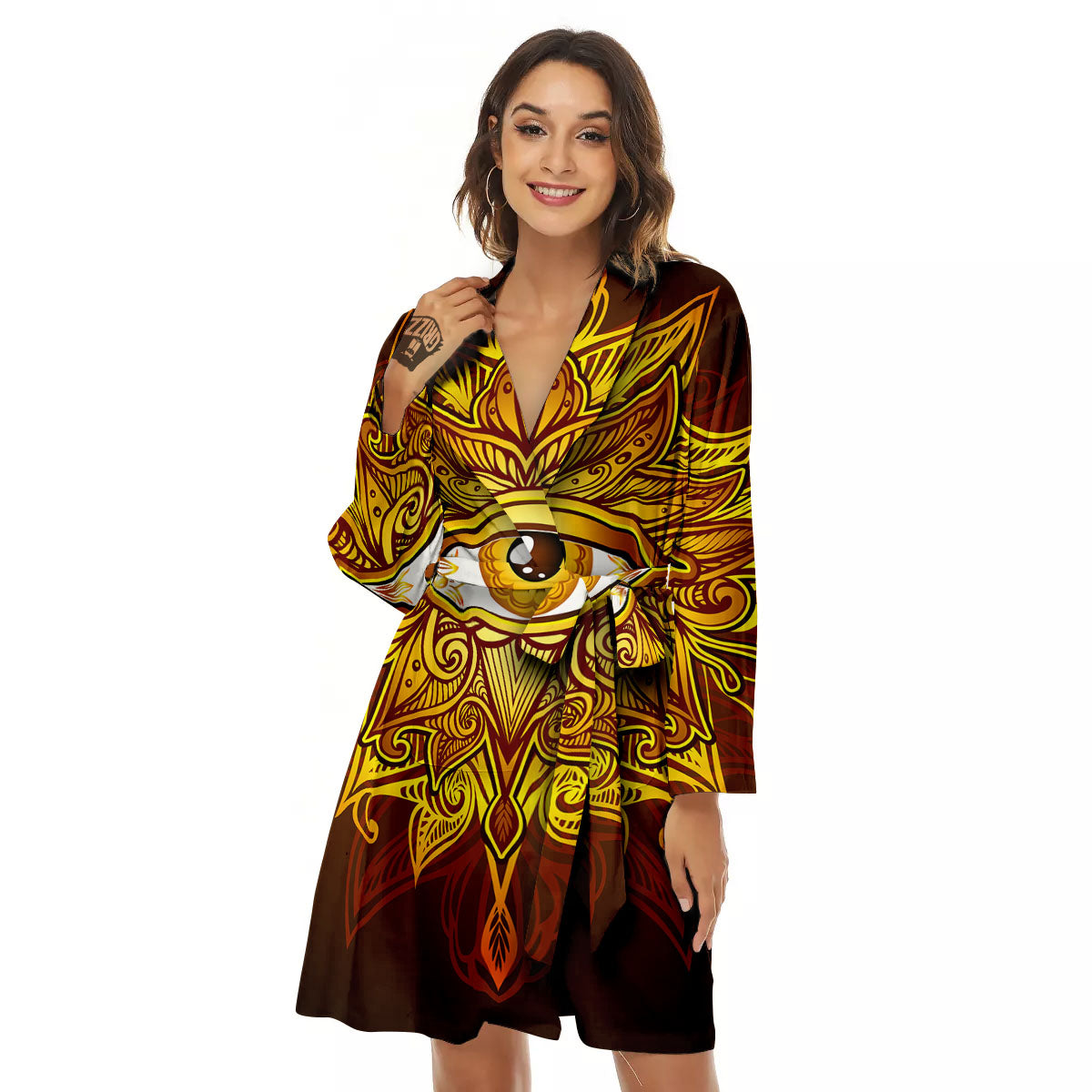 All Seeing Eye Gold Print Women's Robe-grizzshop