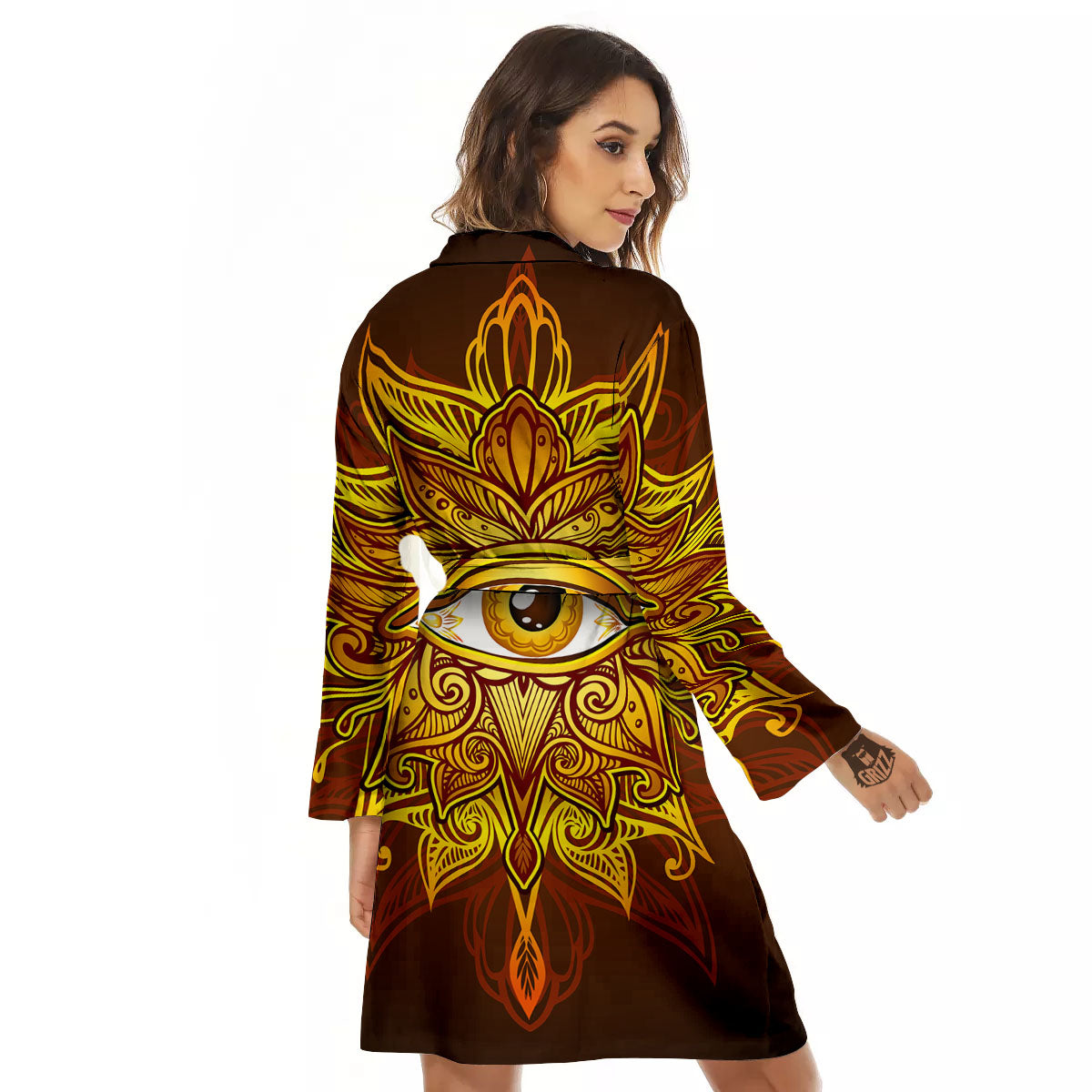 All Seeing Eye Gold Print Women's Robe-grizzshop
