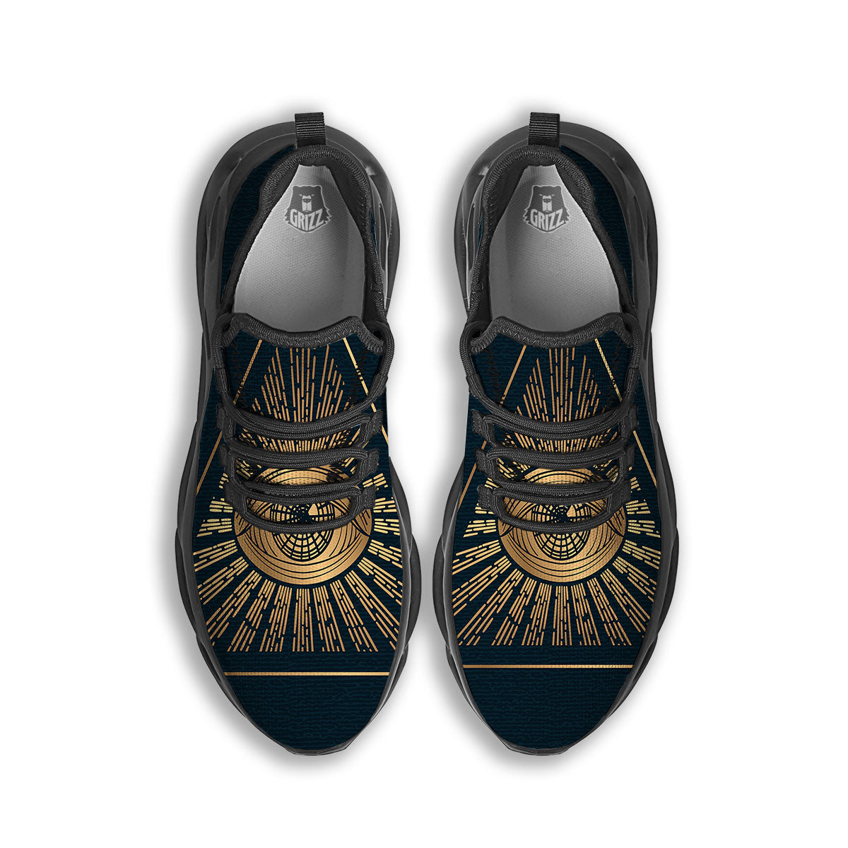 All Seeing Eye Masonic Print Black Running Shoes-grizzshop