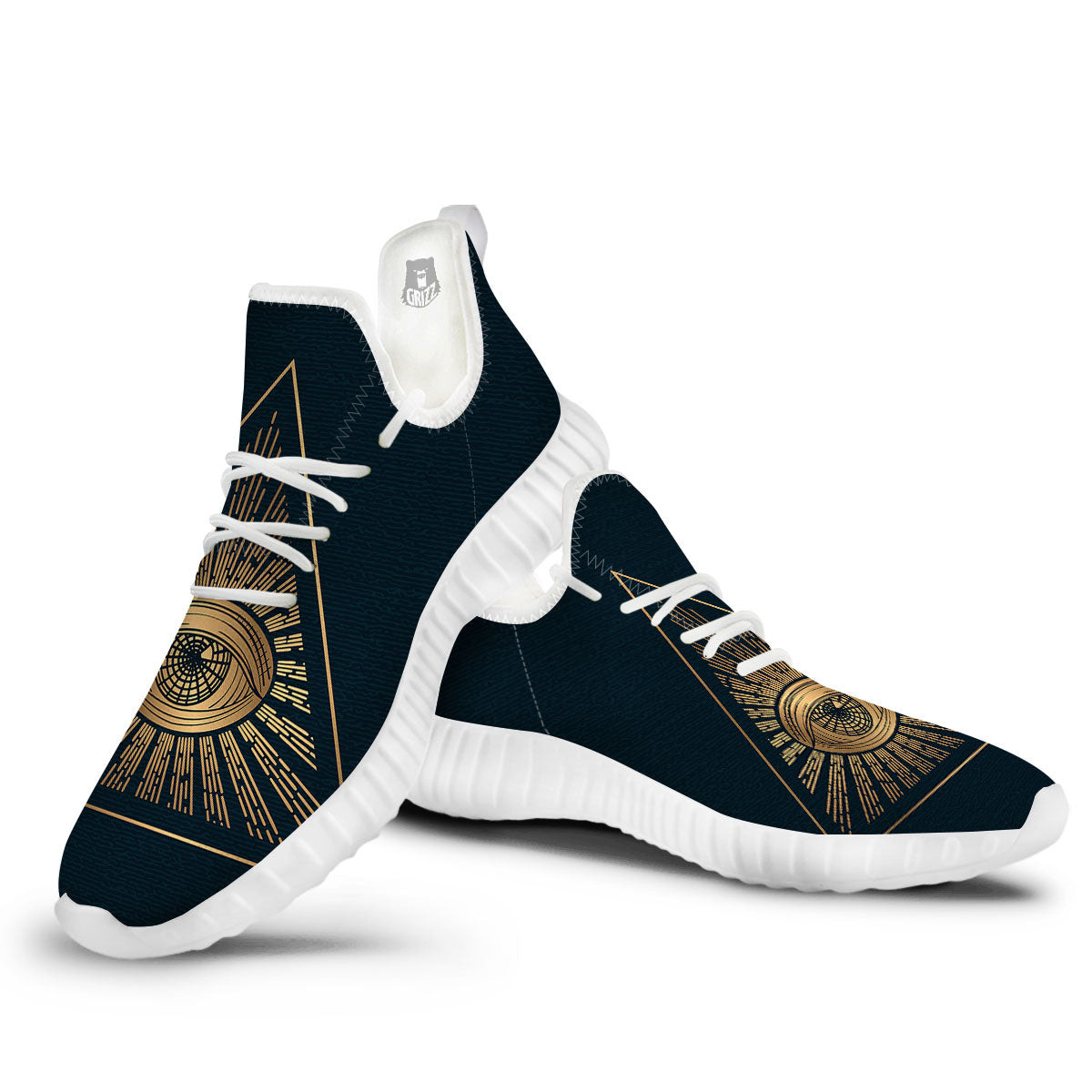 All Seeing Eye Masonic Print White Walking Shoes-grizzshop