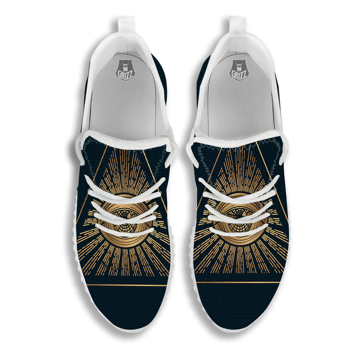 All Seeing Eye Masonic Print White Walking Shoes-grizzshop