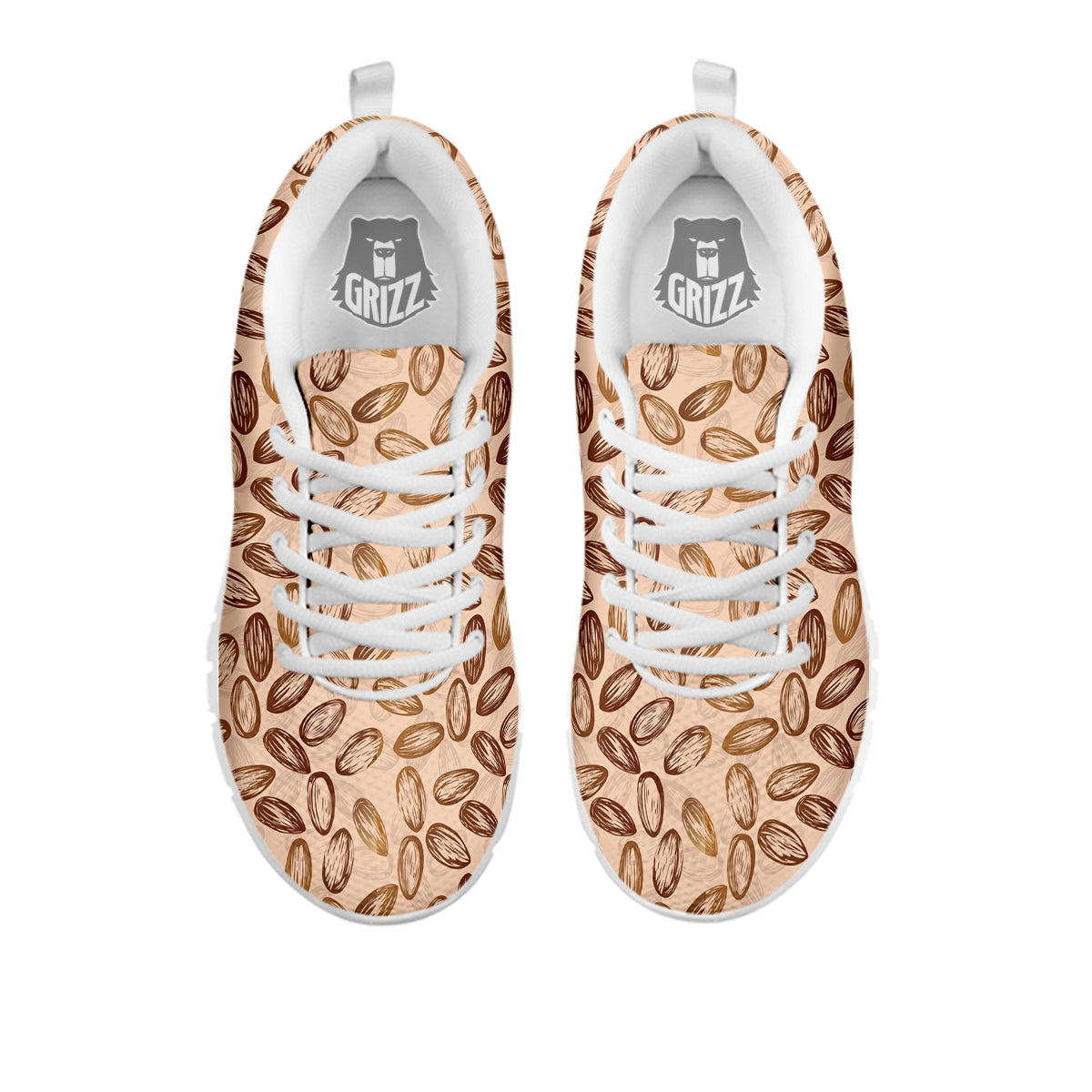 Almond Beige Print Pattern White Sneaker-grizzshop
