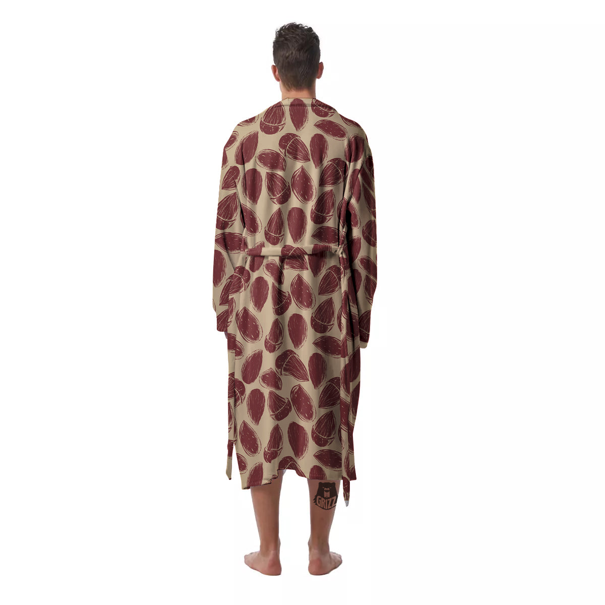Almond Vintage Print Pattern Men's Robe-grizzshop