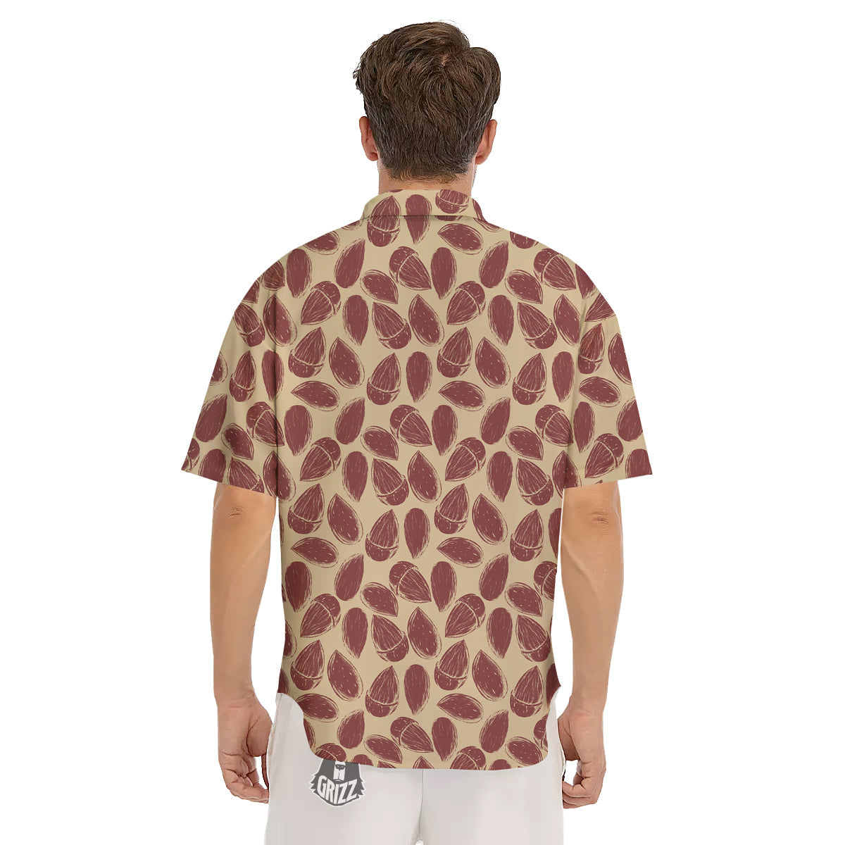 Almond Vintage Print Pattern Men's Short Sleeve Shirts-grizzshop