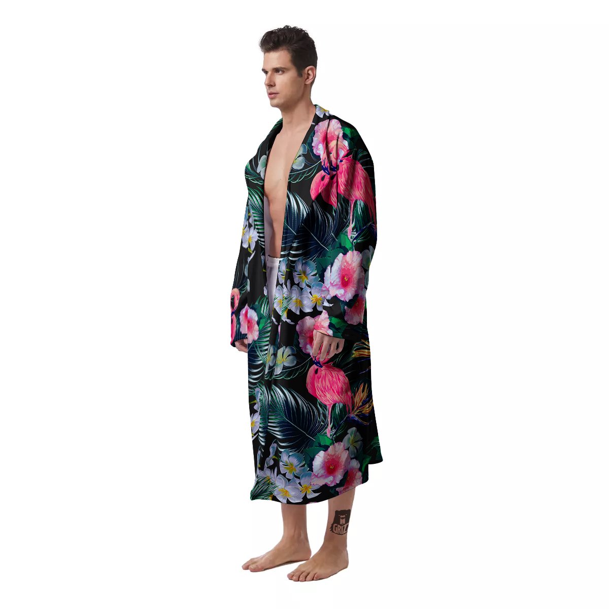 Aloha Flamingo Tropical Print Pattern Men's Robe-grizzshop