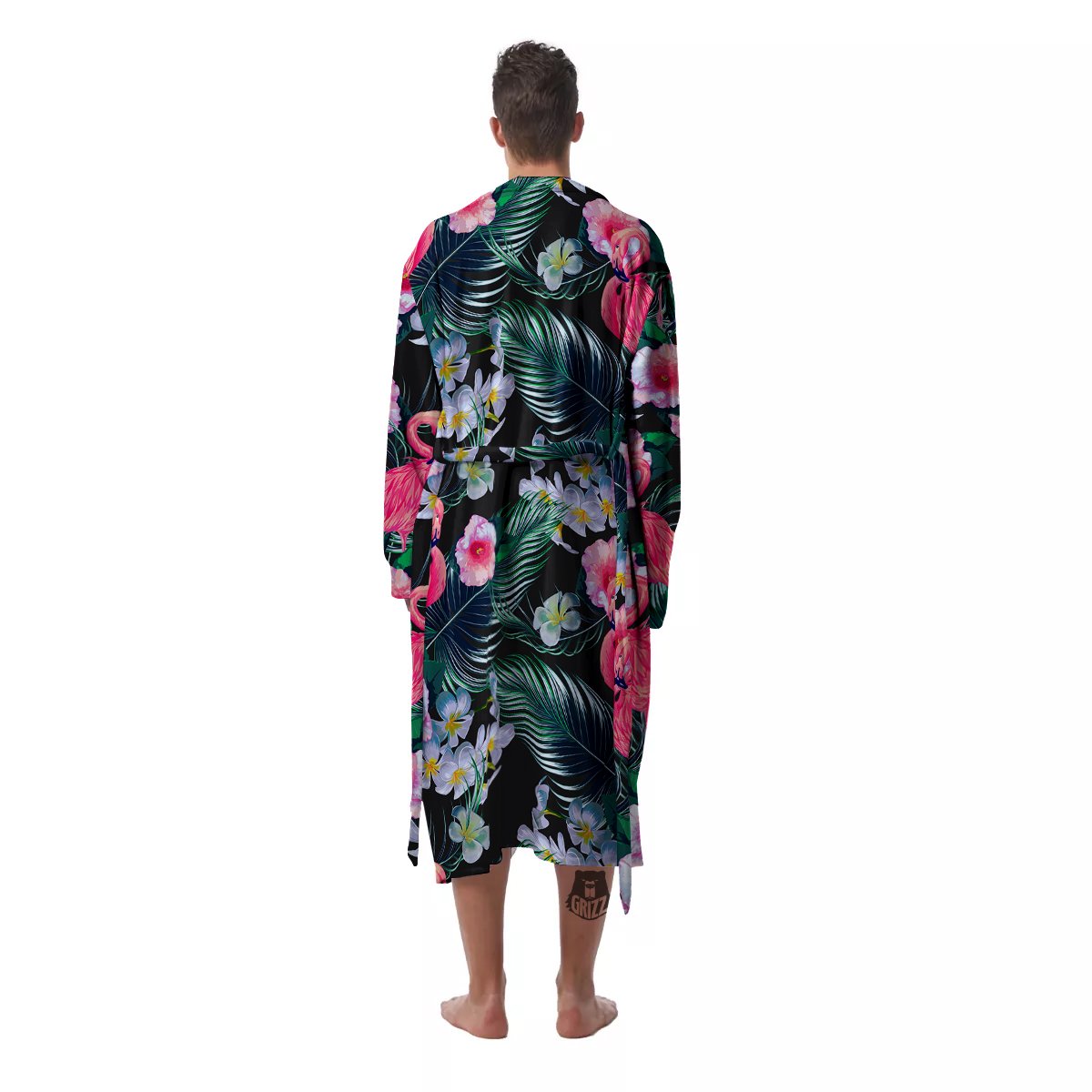 Aloha Flamingo Tropical Print Pattern Men's Robe-grizzshop