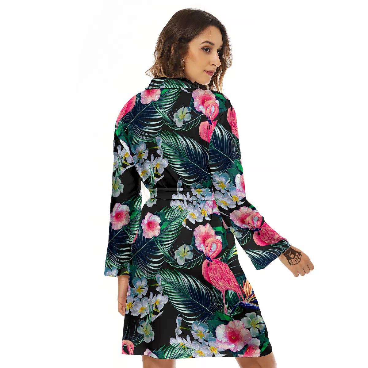 Aloha Flamingo Tropical Print Pattern Women's Robe-grizzshop